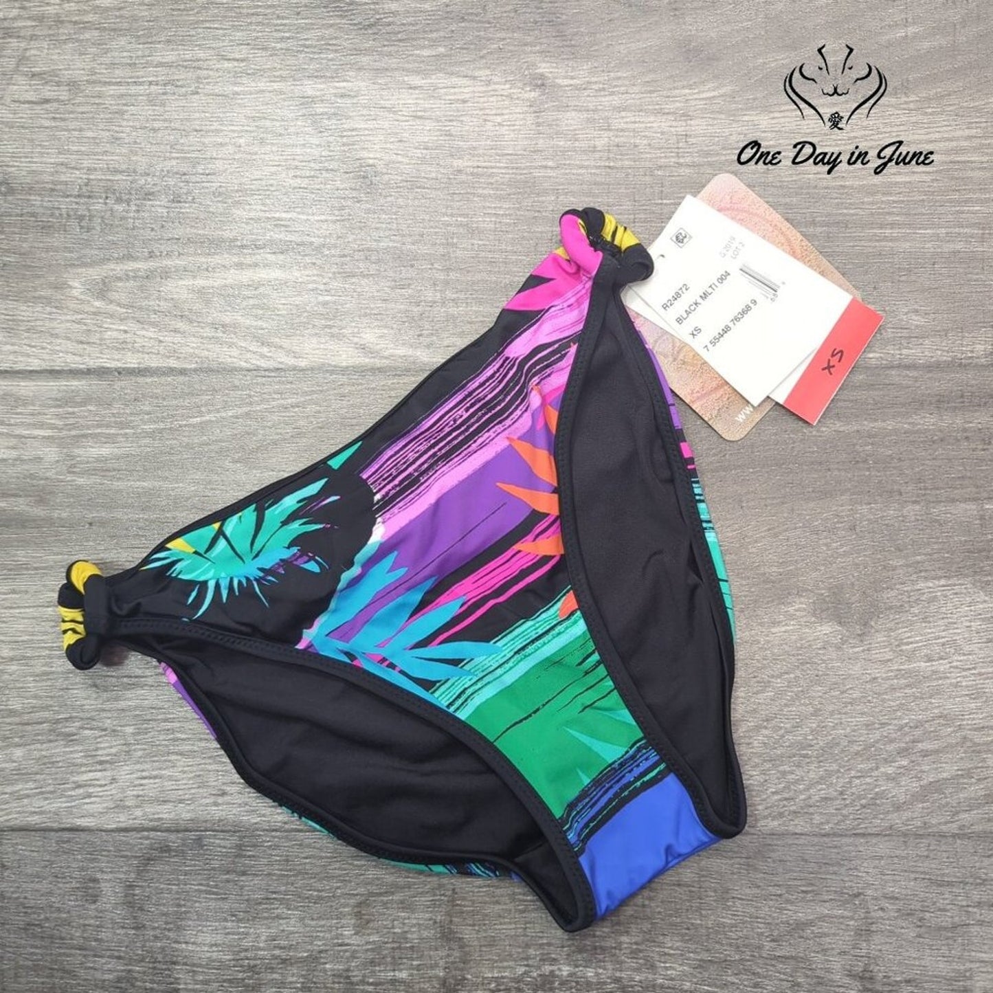 Coco Rave Tropical Print Ring Bikini Bottom Size XS