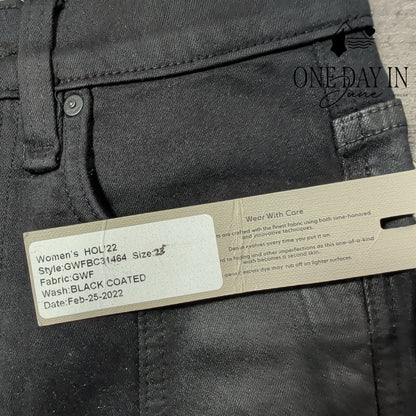 Hudson Coated Skinny Jeans Black Faux Leather Panel NWT Size 00 (25)