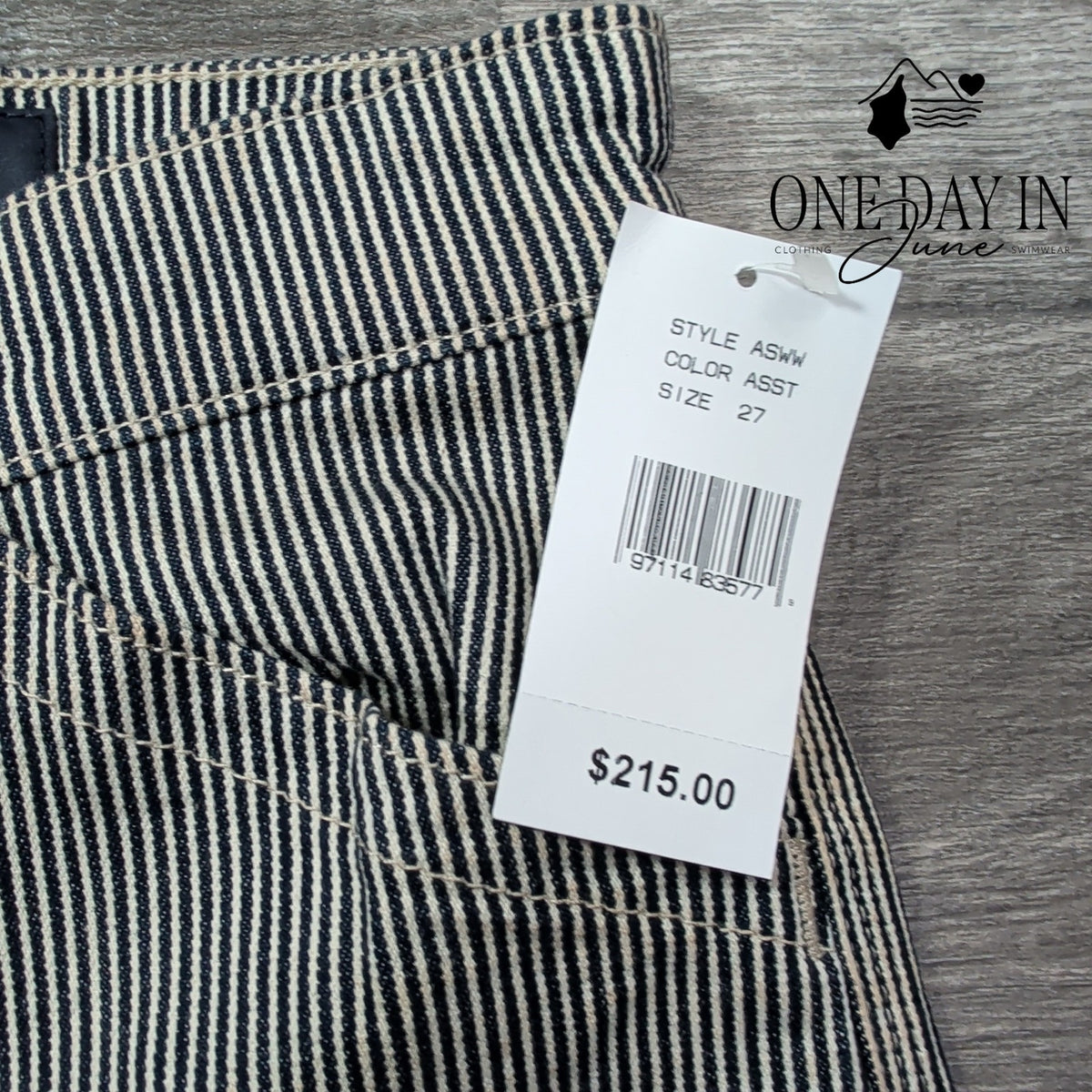 AG Adriano Goldschmied Rosie Wide Leg Crop Jeans Blue Stripe NWT Size 4 (27)