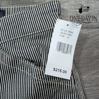 AG Adriano Goldschmied Rosie Wide Leg Crop Jeans Blue Stripe NWT Size 4 (27)