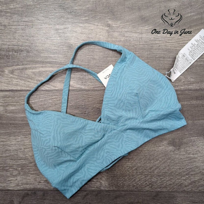 RVCA Run Wild Crossback Bikini Top China Blue Jacquard Strappy NWT Size S
