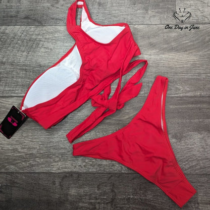 Shekini One Shoulder Bikini Swimsuit Size M