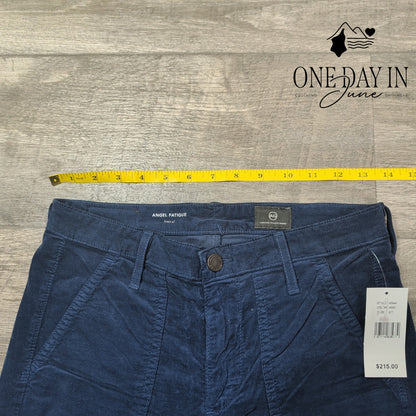 AG Adriano Goldschmied Angel Fatigue Corduroy Bootcut Pants Navy NWT Size 4 (27)