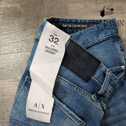 Armani Exchange A/X Tailored Skinny Jeans Blue Denim NWT Size 32X32