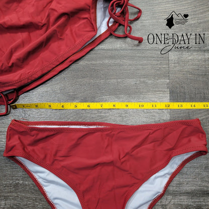 Beachsissi High Neck Drawstring Bikini Swimsuit Size M