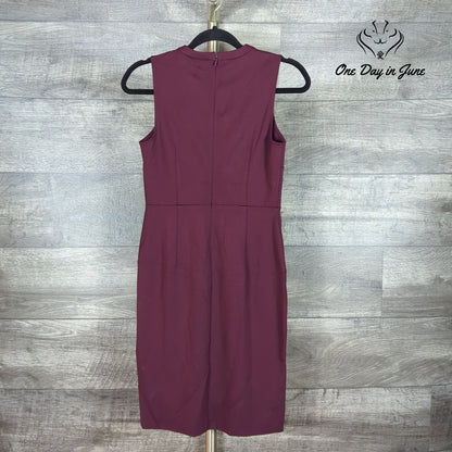 Ann Taylor Factory Petite Tie Neck Sheath Dress Burgundy NWT Size 0P