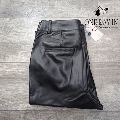 Philosophy Republic Clothing Faux Leather Straight Leg Pants Black NWT Size 10