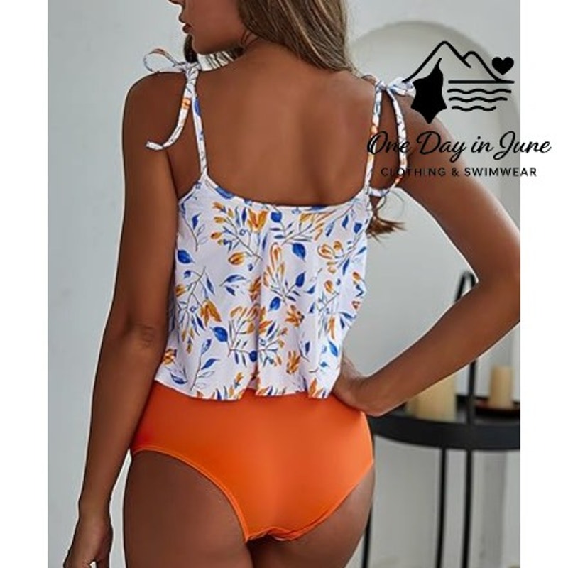 Charmleaks High Waist Flounce Floral Bikini Swimsuit Size L
