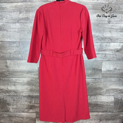 Ivy Blue V Neck Belted Long Sleeve Dress Size 16