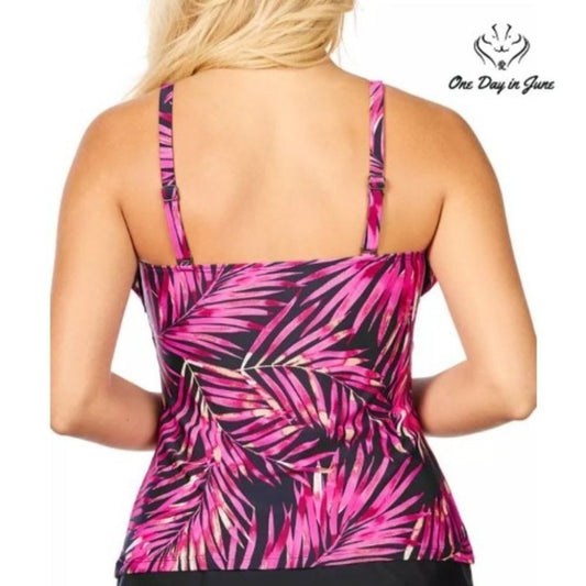 Island Escape Beach Bound Ruffle Tankini Top Size 14