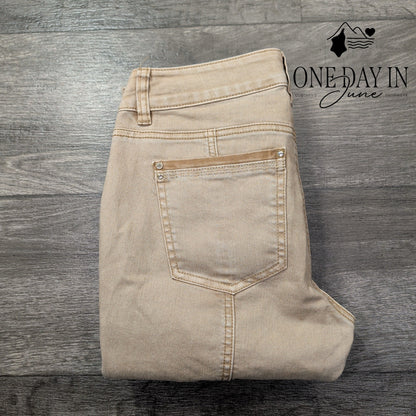 White House Black Market Slim Ankle Jeans Beige Tan Utility Cargo Skinny Size 2