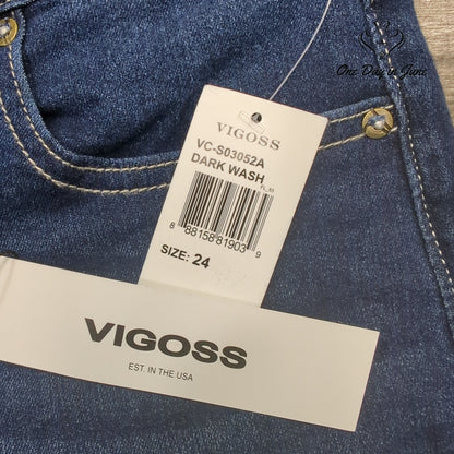 Vigoss Marley Bermuda Denim Shorts Dark Wash Cuffed NWT Size 24 (0)