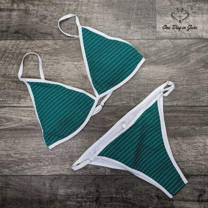 Peddney Smocked Triangle Bikini Swimsuit Size XL