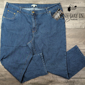Woman Within Petite Straight Leg Stretch Jeans Petite Dark NWT Size 22W Petite