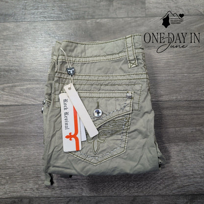 Rock Revival Cargo Crop Pants Sage Green Buckle B Y2K NWT Size 4 (27)