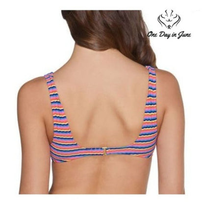 Arizona Jean Co. Juniors Striped Bralette Bikini Top Size L