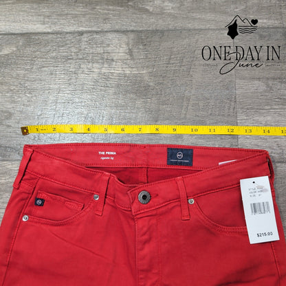 AG Adriano Goldschmied The Prima Cigarette Leg Jeans Red NWT $215 Size 4 (27)