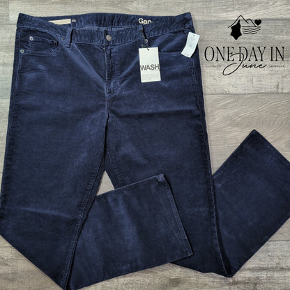 Gap Perfect Boot Corduroy Pants Navy Blue Bootcut NWT Size 16 (33)
