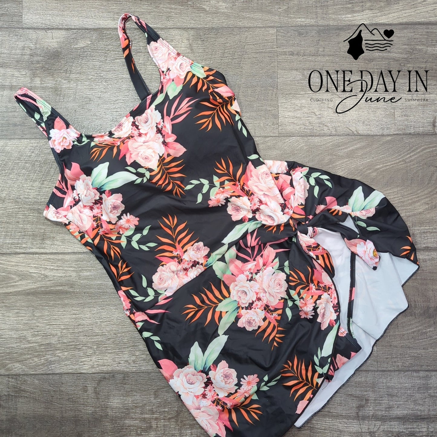 Eomenie Floral Swimdress One Piece Swimsuit Size XL