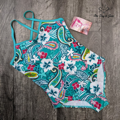 Kanu Surf Girls Layla Beach Sport One Piece Swimsuit Floral NWT Size 14