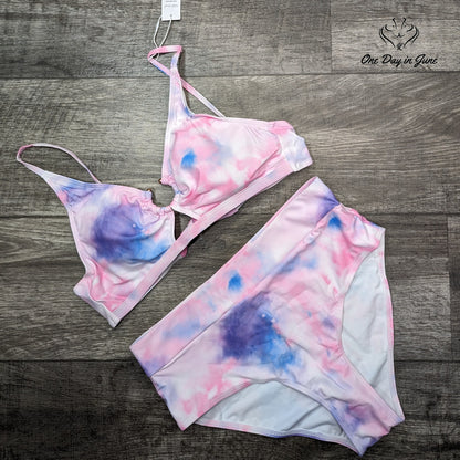 Edel Qual Tie Back Ring Top Bikini Swimsuit Size L