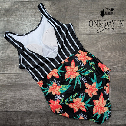 Aleumdr Floral One Piece Swimsuit Size M