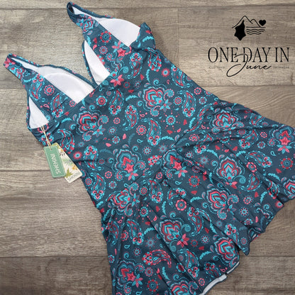 Shekini Boyshort Swimdress One Piece Swimsuit Size L