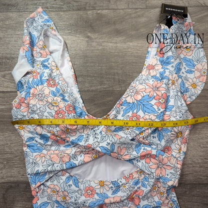 Aidonger Ruffle Shoulder Cut Out One Piece Swimsuit Size L