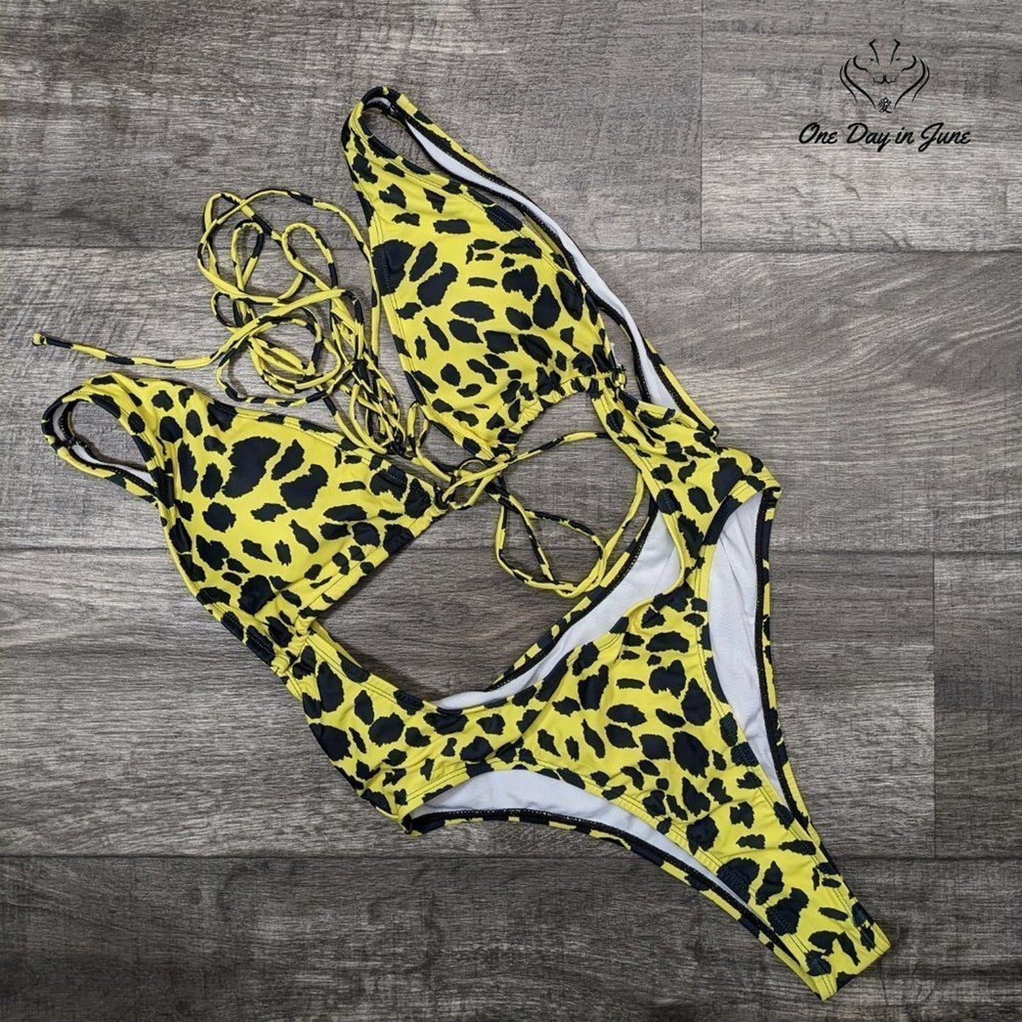 Sovoyontee Deep V Thong Wrap One Piece Swimsuit Size XL