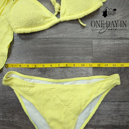 Aleumdr Textured Triangle 3 Piece Bikini Swimsuit Size M