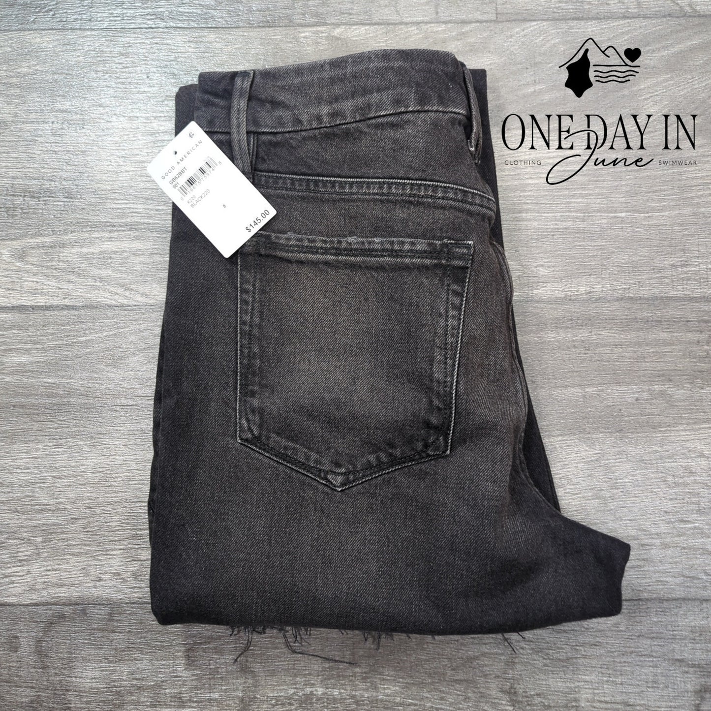Good American Good Boy Raw Split Hem Jeans Size 8