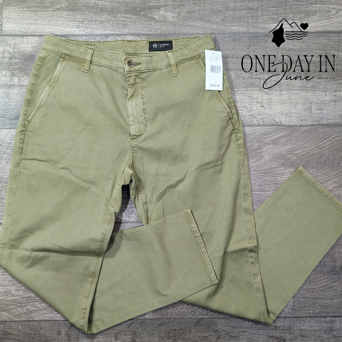 AG Adriano Goldschmied Straight Leg Chino Pants Olive Green NWT Size 4 (27)