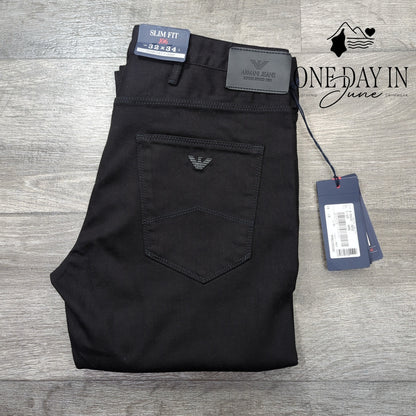 Armani Jeans Jeans J06 Slim Fit Black Stretch Denim NWT Size 32X34