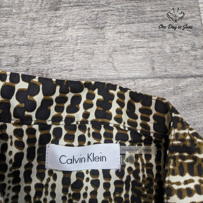 Calvin Klein Short Sleeve Snap Front Tie Belt Dress Size 4