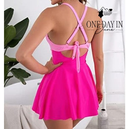 B2Prity Cross Front Tie Back Cut Out Swimdress Swimsuit Size XL