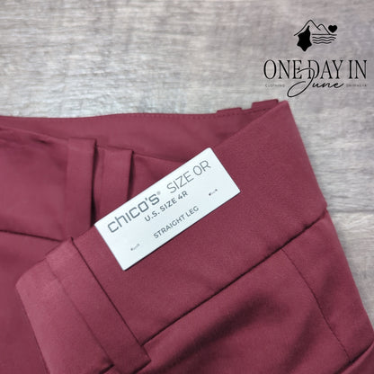 Chico's Sateen Cargo Pants Blackcurrant Burgundy NWT Size Chico's 0 (4)