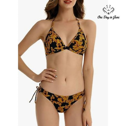 Fokulunda Halter String Bikini Swimsuit Size M
