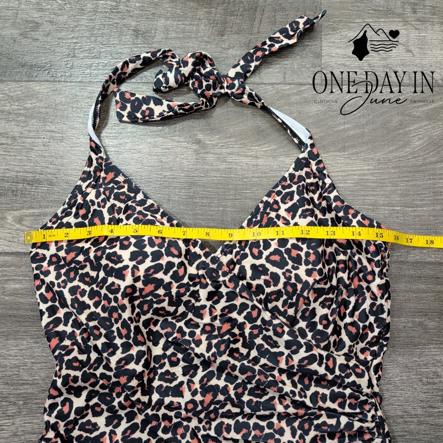 Aimage Halter Leopard One Piece Swimsuit Size L