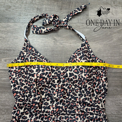 Aimage Halter Leopard One Piece Swimsuit Size L