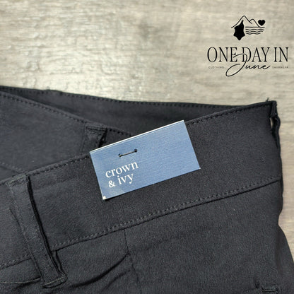 Crown & Ivy Wide Leg Crop Pants True Black Patch Pocket NWT Size 10