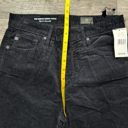 AG Adriano Goldschmied The Farrah Skinny Ankle Corduroy Pants Black NWT Size 4