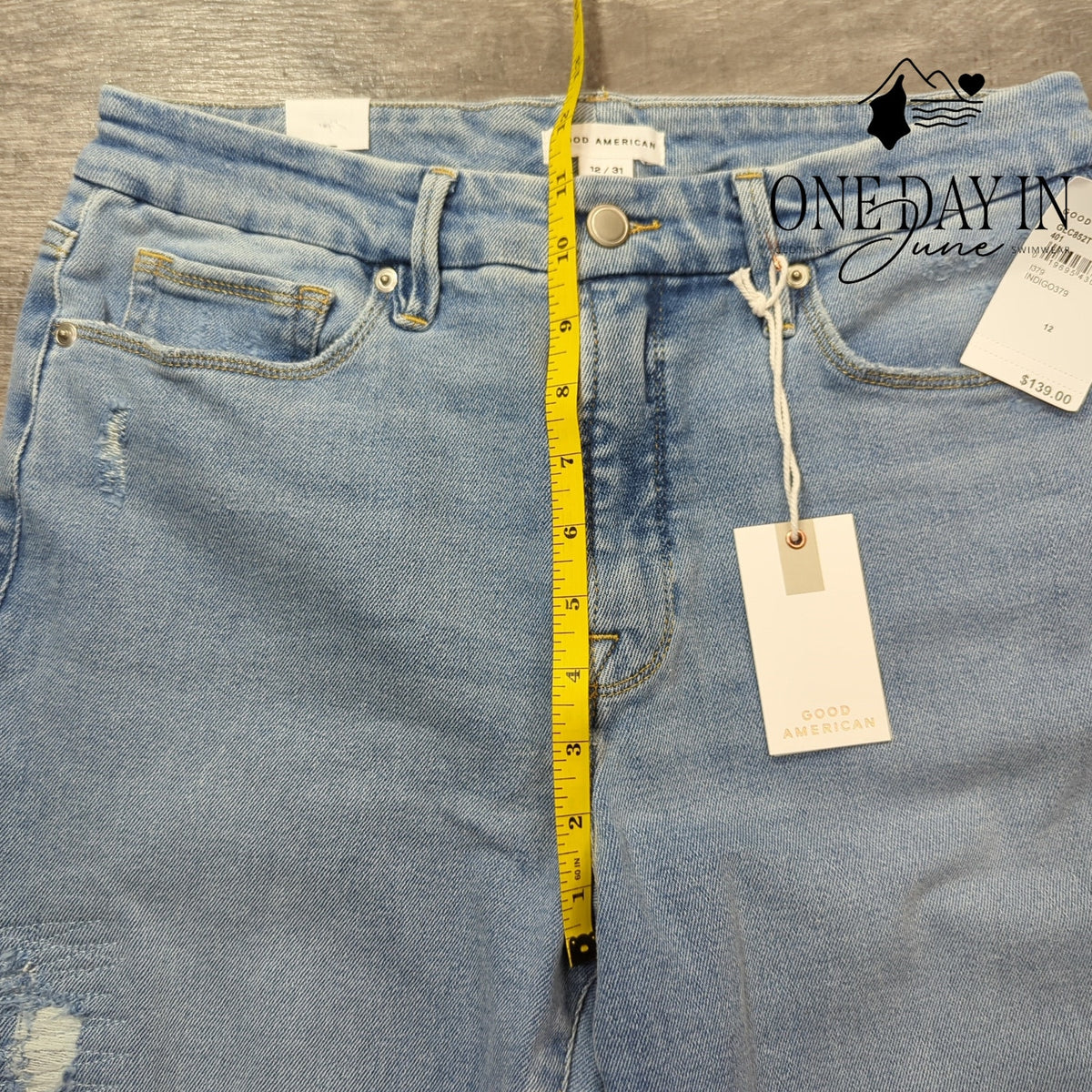Good American Good Legs Crop Skinny Jeans Distressed Raw Hem NWT Size 12