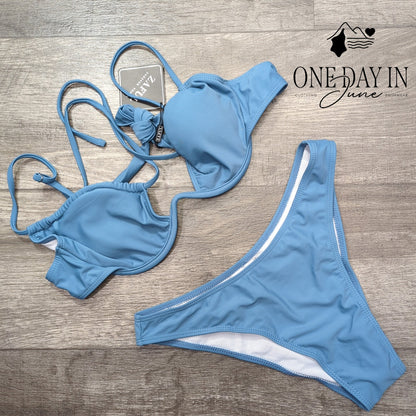 Zaful Underwire Tie Back Bikini Swimsuit Size S