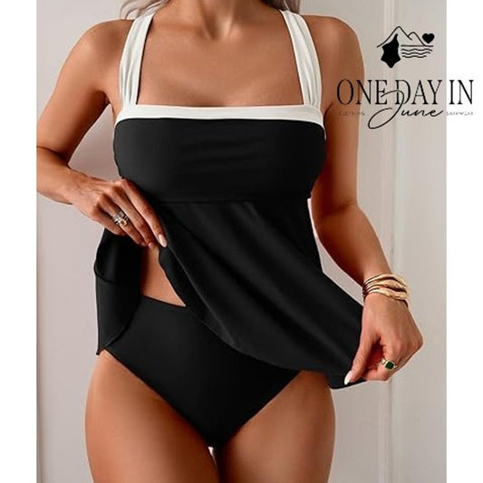 Aidonger Cross Strap Tankini Swimsuit Size XL