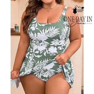 Eomenie Plus Size Tropical Swimdress One Piece Swimsuit Size 20W
