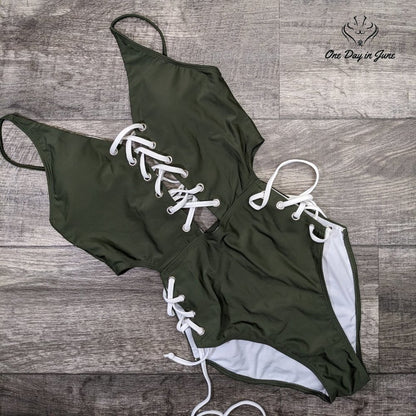 Ioiom Lace Up One Piece Swimsuit Size 0L