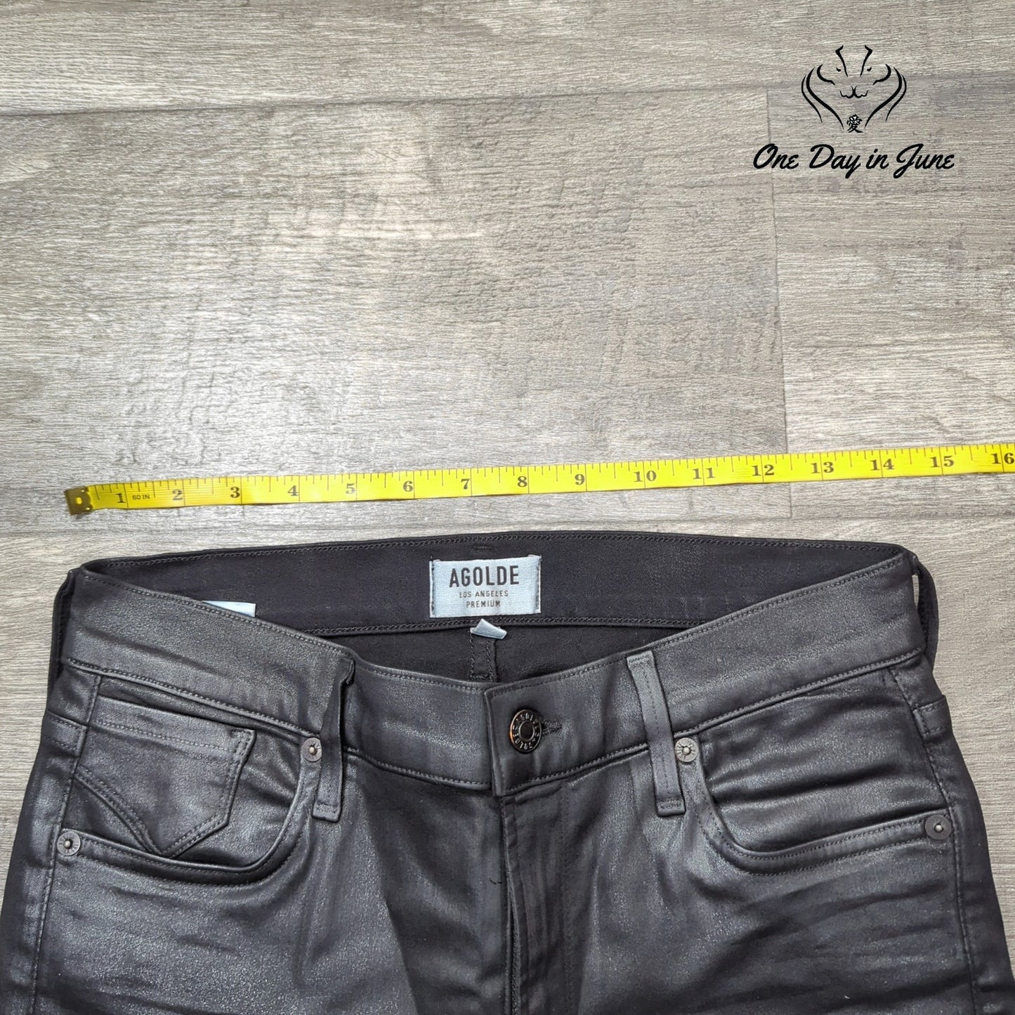 Agolde Premium Coated Skinny Jeans Black Leather Look Size 29 (8)