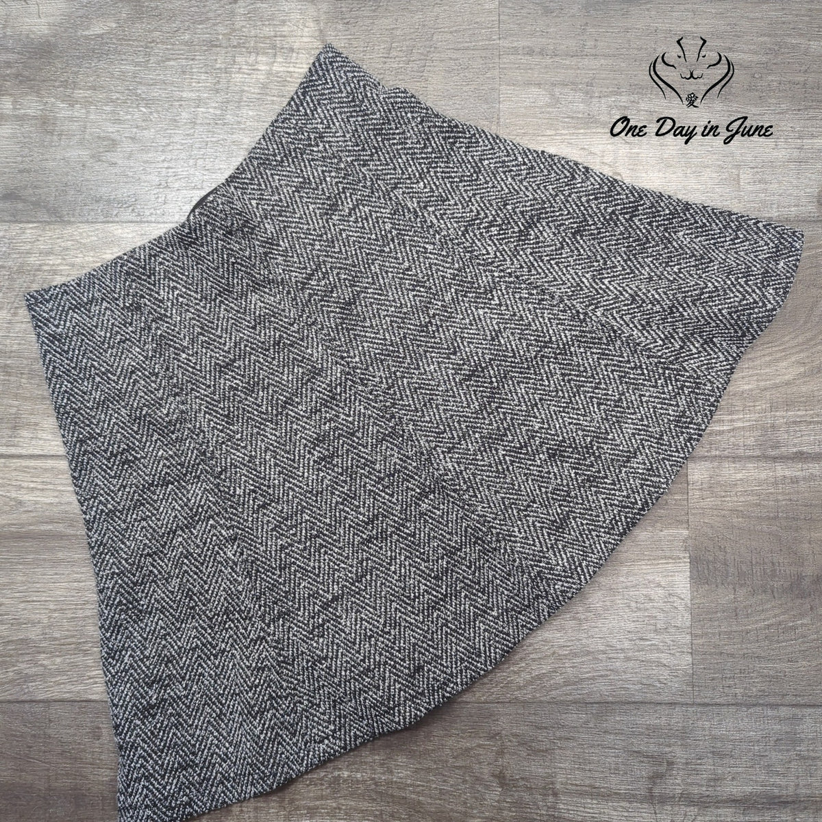 Loft Herringbone Pull On A-Line Mini Skirt Black White Size S