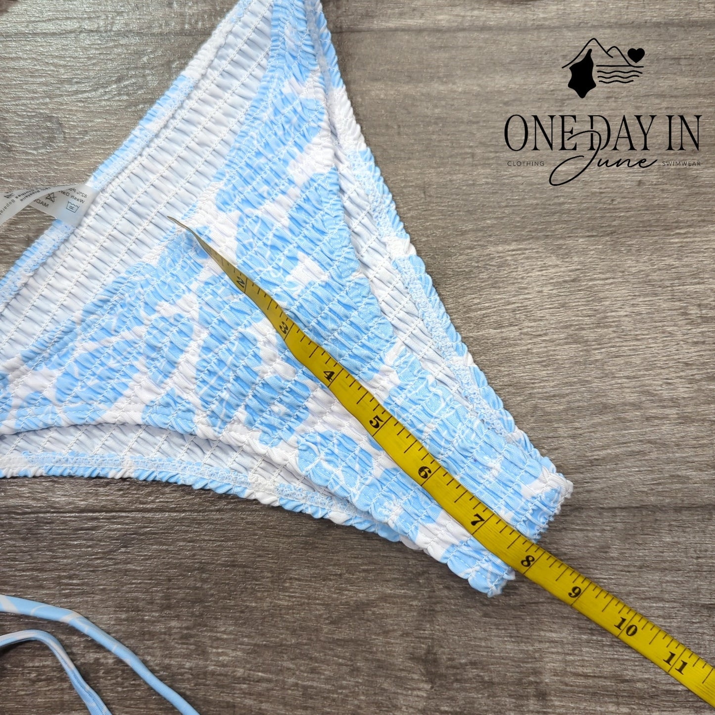 Charmo Smocked Tie Side Triangle Bikini Swimsuit Size M