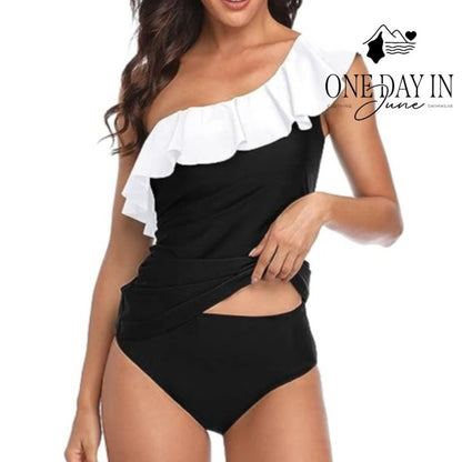 Yonique One Shoulder Tankini Swimsuit Size L